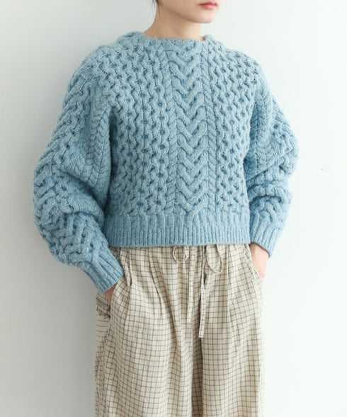wool nep cable cardigan