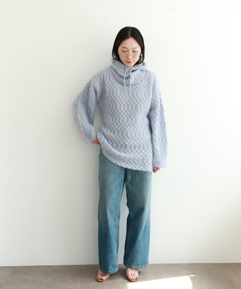 wool mohair cable balaclava