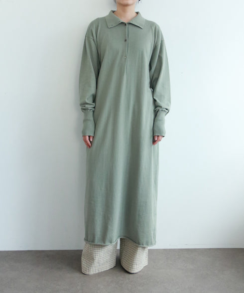 seawool×organic cotton polo knit dress