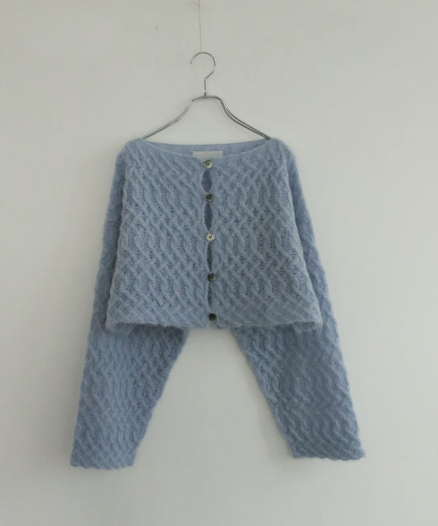 wool mohair cable cropped cardigan