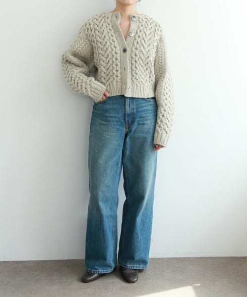 wool nep cable cardigan