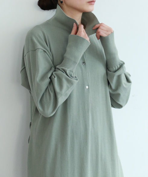 seawool×organic cotton polo knit dress