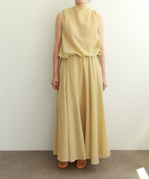 natural dye sheer cotton check draped top