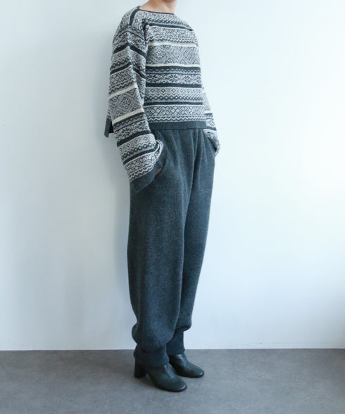 boiled wool high waist pants