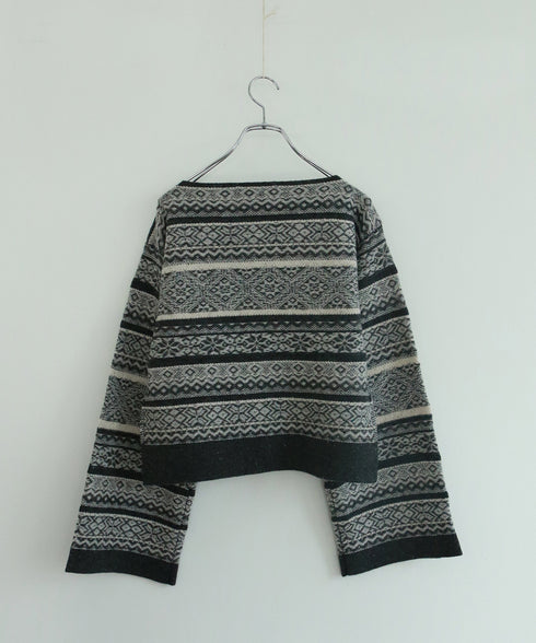 wool jacquard boatneck top