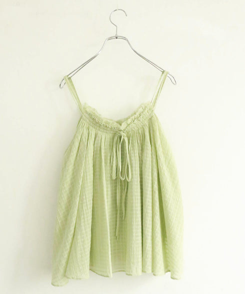 natural dye sheer cotton check gather camisole