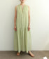 natural dye sheer cotton check gather dress