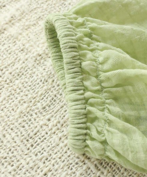natural dye sheer cotton check gather blouse