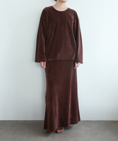 cotton velour long skirt