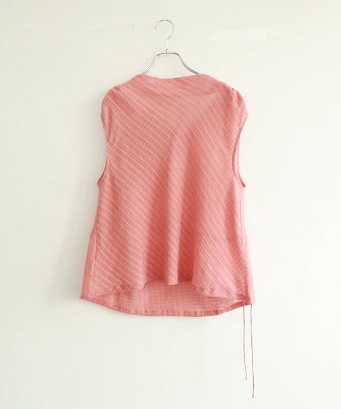 natural dye sheer cotton check draped top
