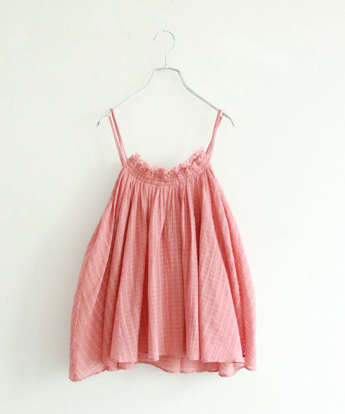 natural dye sheer cotton check gather camisole