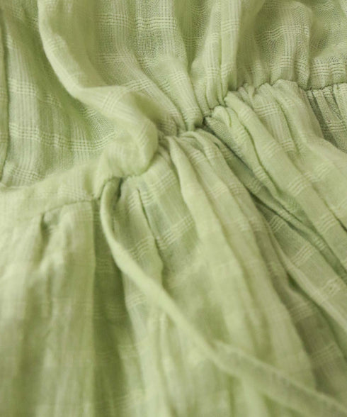 natural dye sheer cotton check gather dress