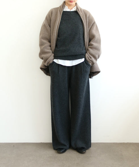 BOUCLE KNIT ZIP BLOUSON