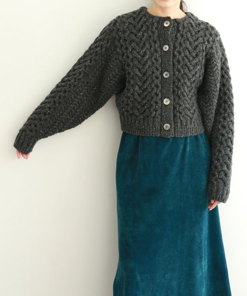 wool nep cable cardigan