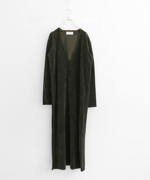 【coming soon】COTTON VELOUR DEEP V-NECK DRESS