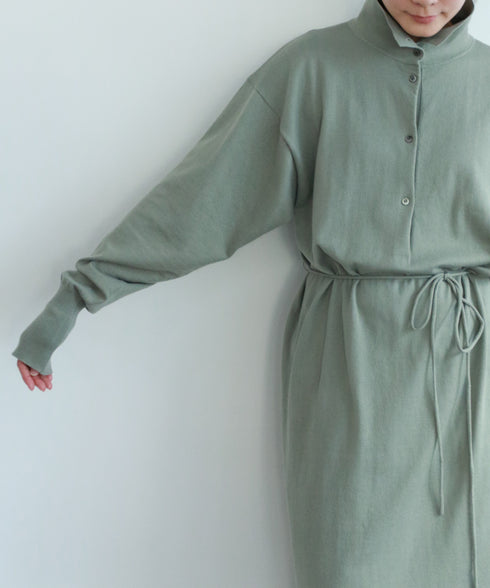seawool×organic cotton polo knit dress