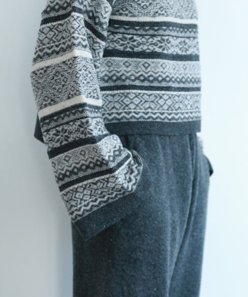 wool jacquard boatneck top