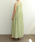 natural dye sheer cotton check gather dress
