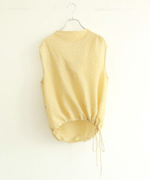natural dye sheer cotton check draped top