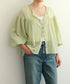 natural dye sheer cotton check gather blouse