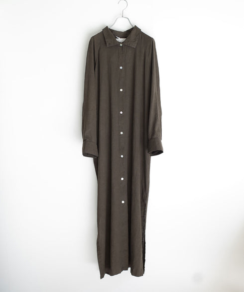 hemp lyocell high neck shirt dress