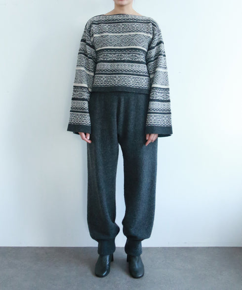 boiled wool high waist pants