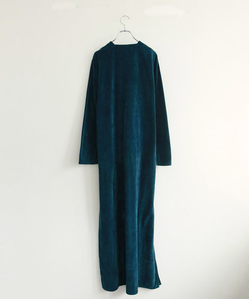 cotton velour deep v-neck dress