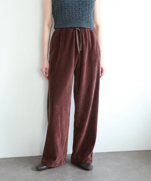cotton velour wide pants