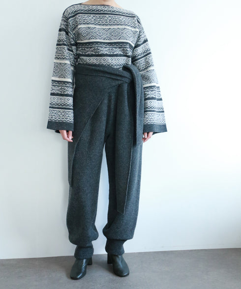 boiled wool high waist pants