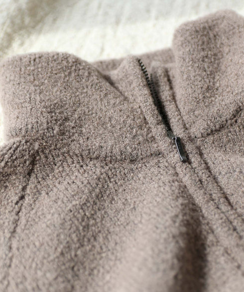 BOUCLE KNIT ZIP BLOUSON