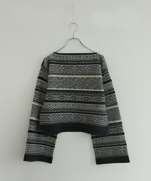 wool jacquard boatneck top