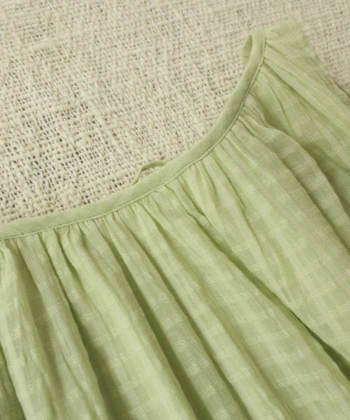 natural dye sheer cotton check gather dress