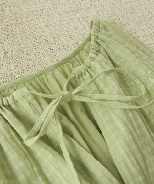 natural dye sheer cotton check gather dress