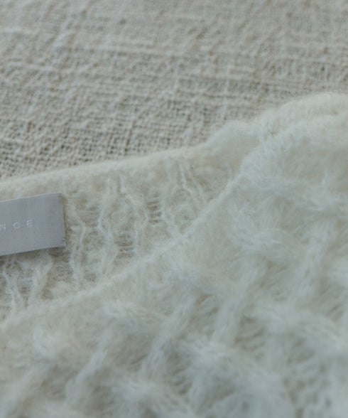 wool mohair cable boatneck top