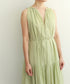 natural dye sheer cotton check gather dress