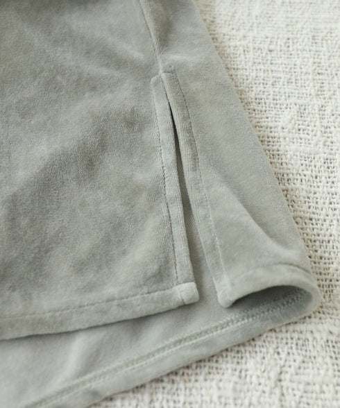 cotton velour deep v-neck dress