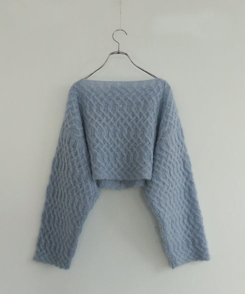 wool mohair cable cropped cardigan