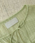 natural dye sheer cotton check gather blouse