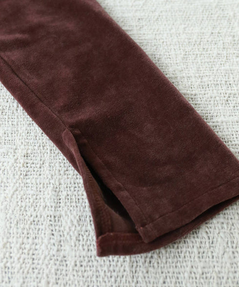 cotton velour deep v-neck dress