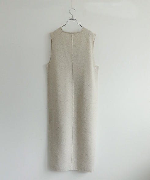 boiled wool v neck dress