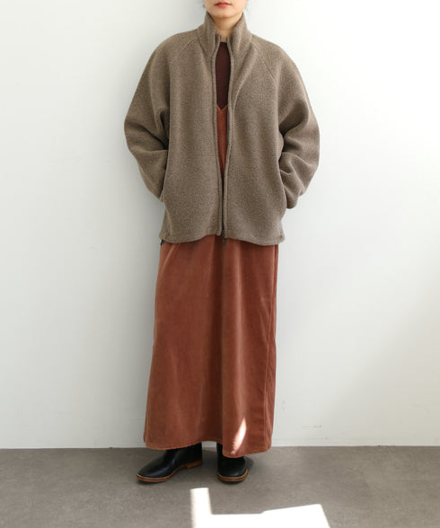 【coming soon】COTTON VELOUR DEEP V-NECK DRESS