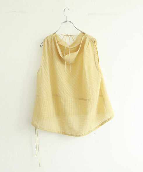 natural dye sheer cotton check draped top