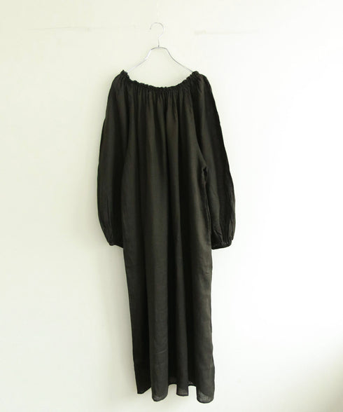 natural dye linen balloon sleeve dress