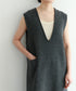 boiled wool v neck dress