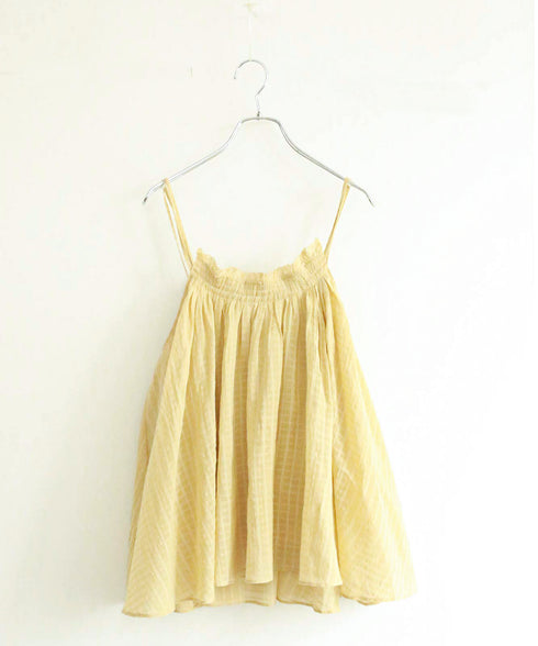 natural dye sheer cotton check gather camisole