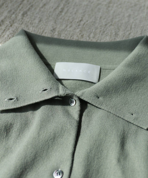 seawool×organic cotton polo knit dress