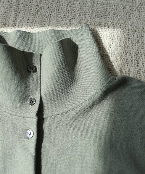 seawool×organic cotton polo knit dress