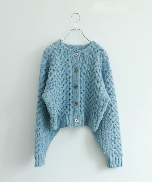 wool nep cable cardigan