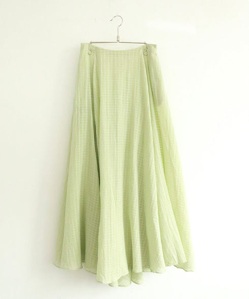 natural dye sheer cotton check flare skirt