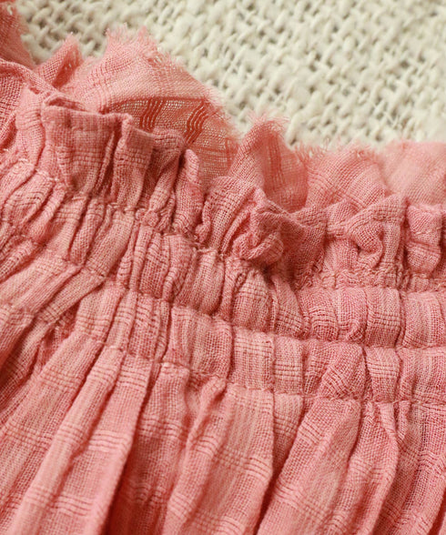 natural dye sheer cotton check gather camisole